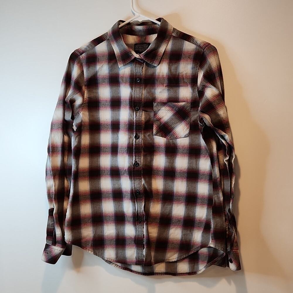 Pendleton Flannel Shirt Women's Size Medium Gray/Black/White EUC VERY NICE!! - Picture 2 of 11